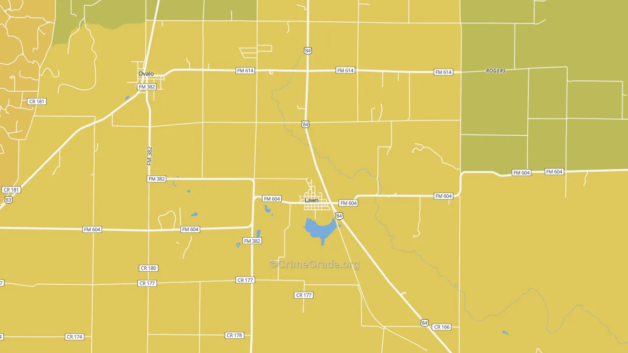 Lawn, TX Map of Robbery Rates