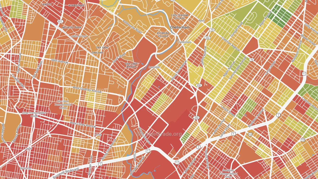 Lawncrest, Philadelphia, PA Map of Robbery Rates