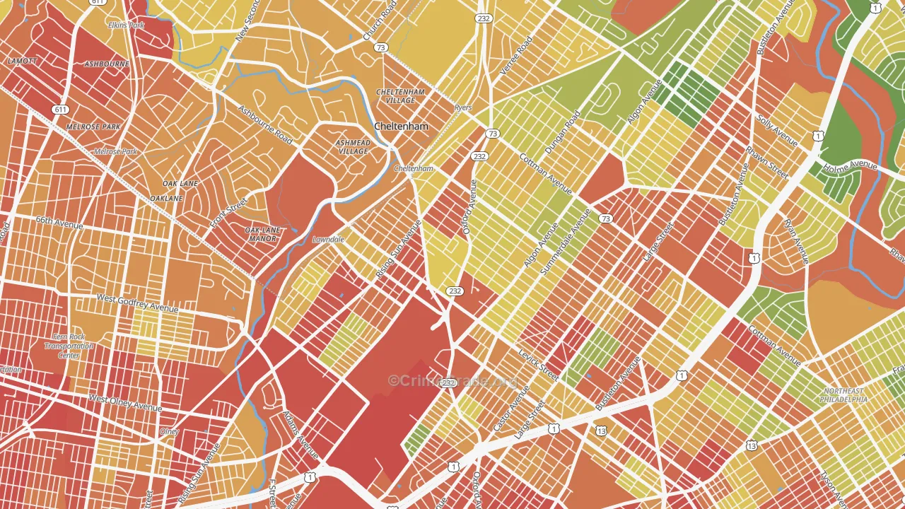 Lawndale, Philadelphia, PA Map of Robbery Rates