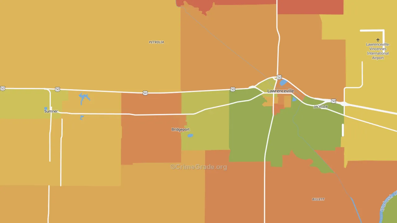 Lawrence County, IL Map of Robbery Rates