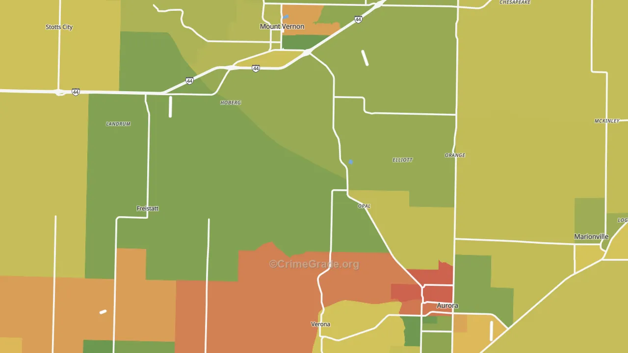 Lawrence County, MO Map of Robbery Rates