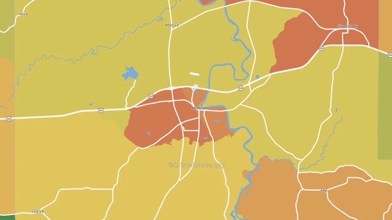 Lawrence County, MS Map of Robbery Rates