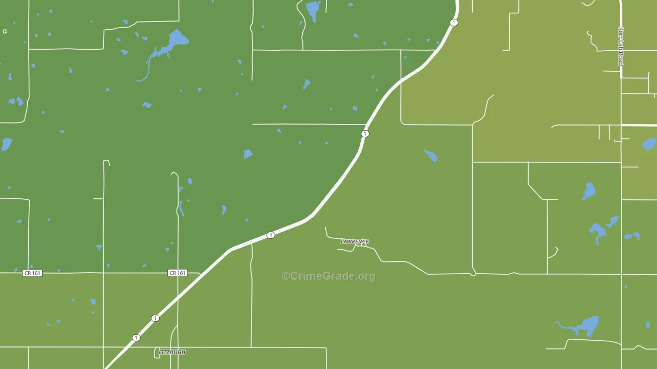 Lawrence, OK Map of Robbery Rates