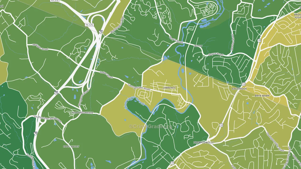 Lawrence, PA Map of Robbery Rates