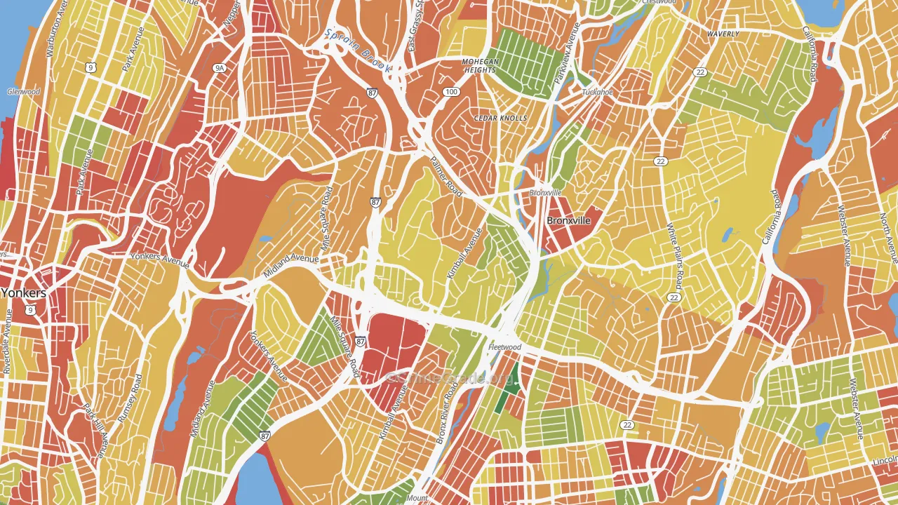 Lawrence Park, Bronxville, NY Map of Robbery Rates