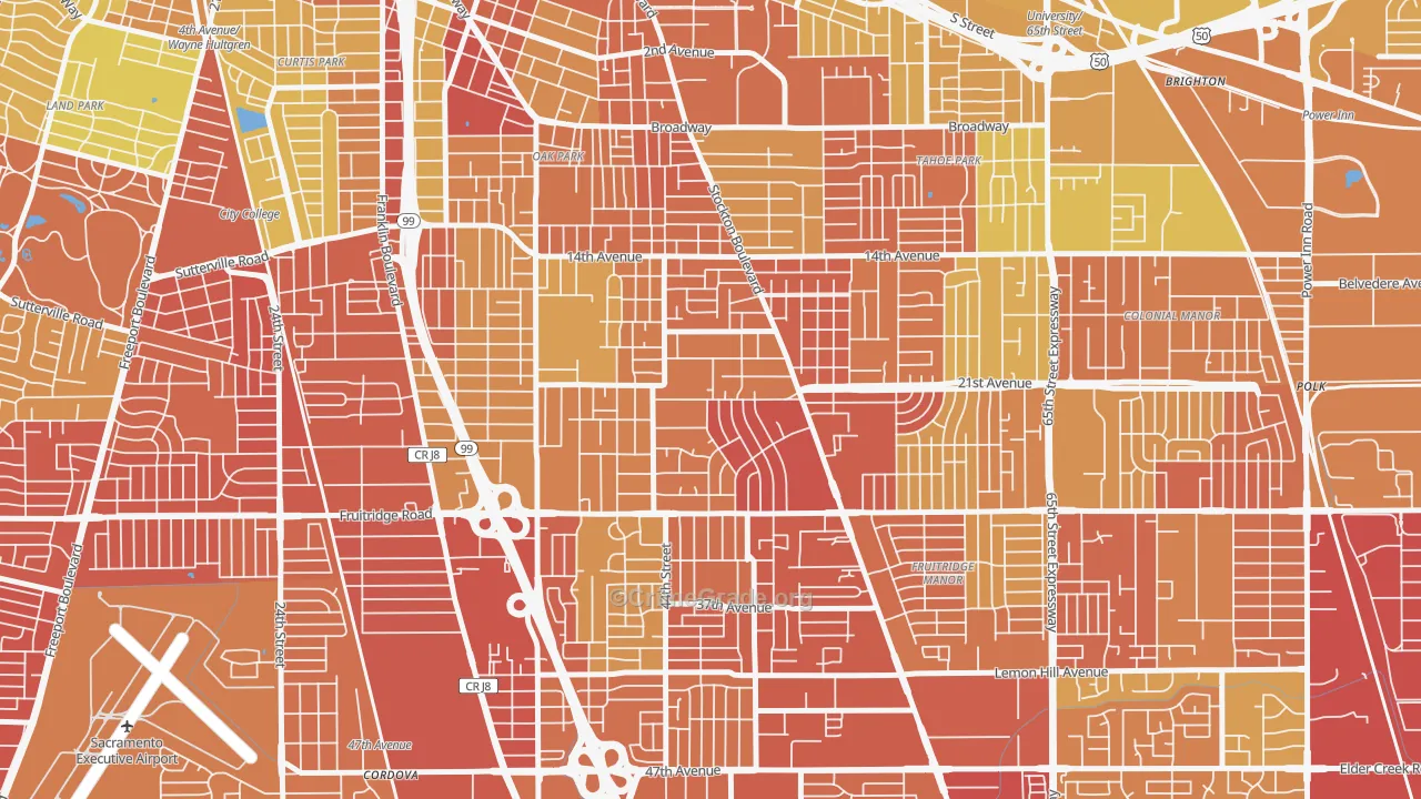 Lawrence Park, Sacramento, CA Map of Robbery Rates