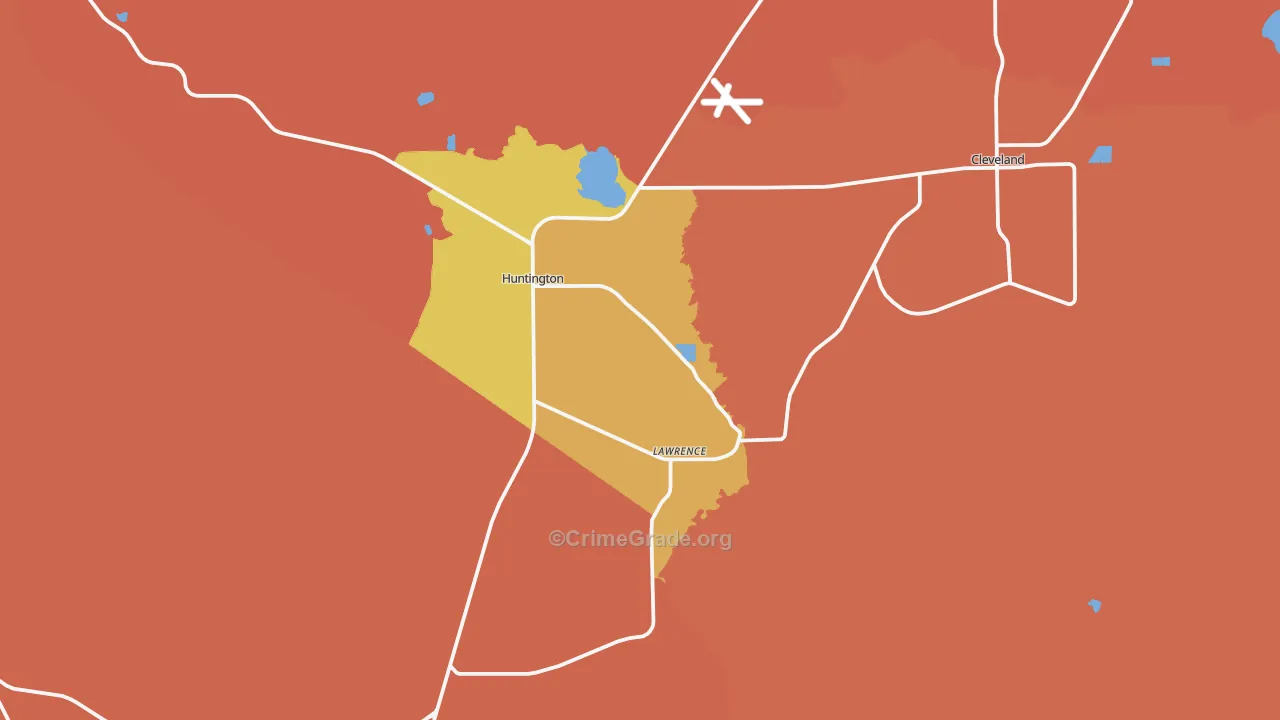 Lawrence, UT Map of Robbery Rates