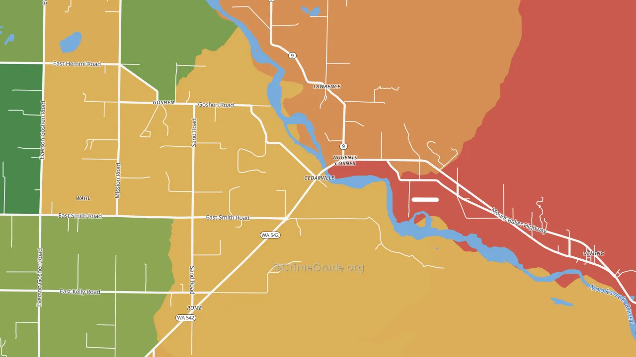 Lawrence, WA Map of Robbery Rates