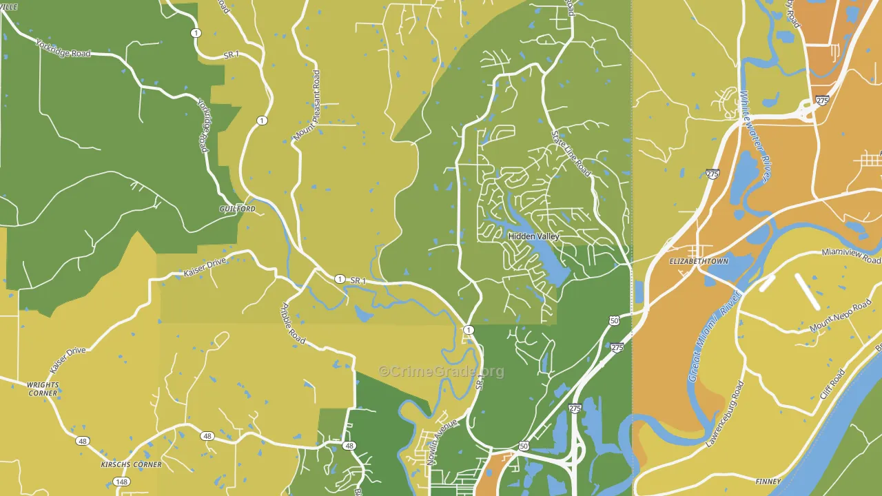 Lawrenceburg, IN Map of Robbery Rates
