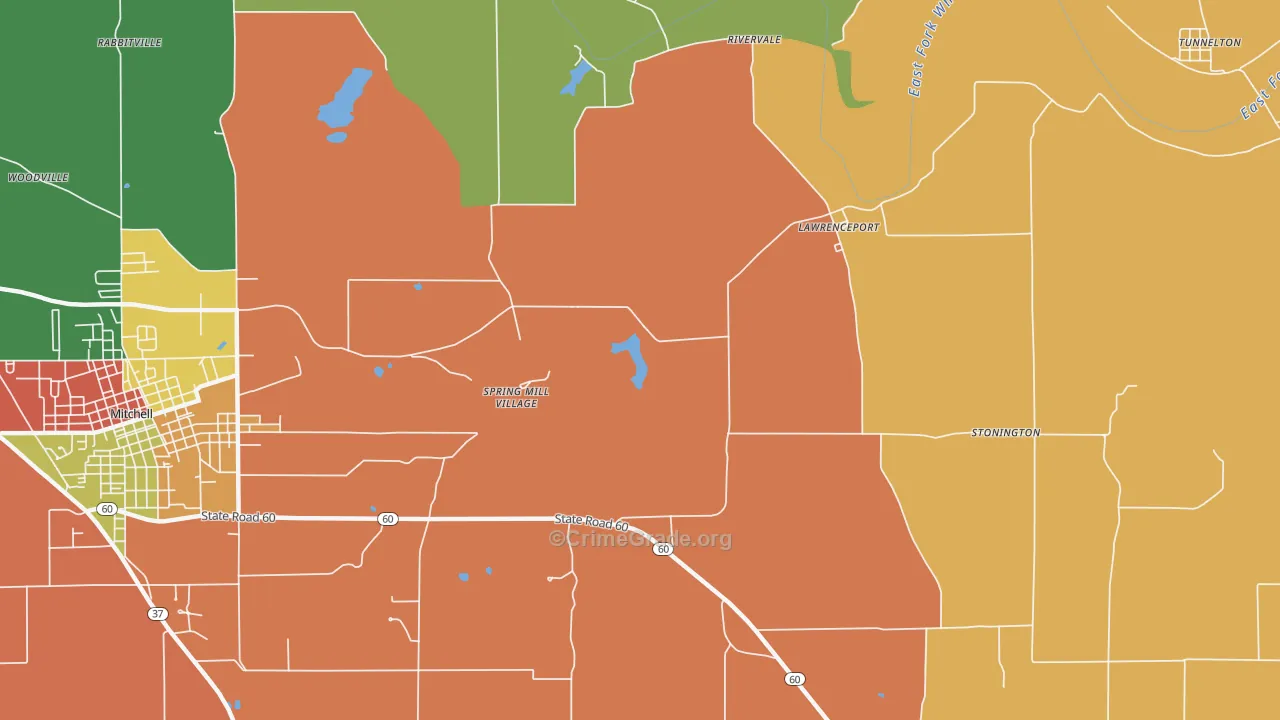 Lawrenceport, IN Map of Robbery Rates