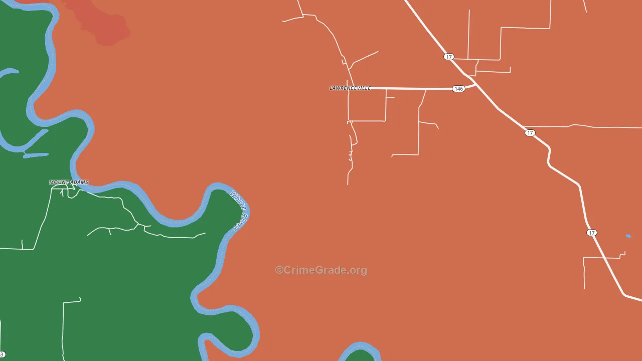 Lawrenceville, AR Map of Robbery Rates
