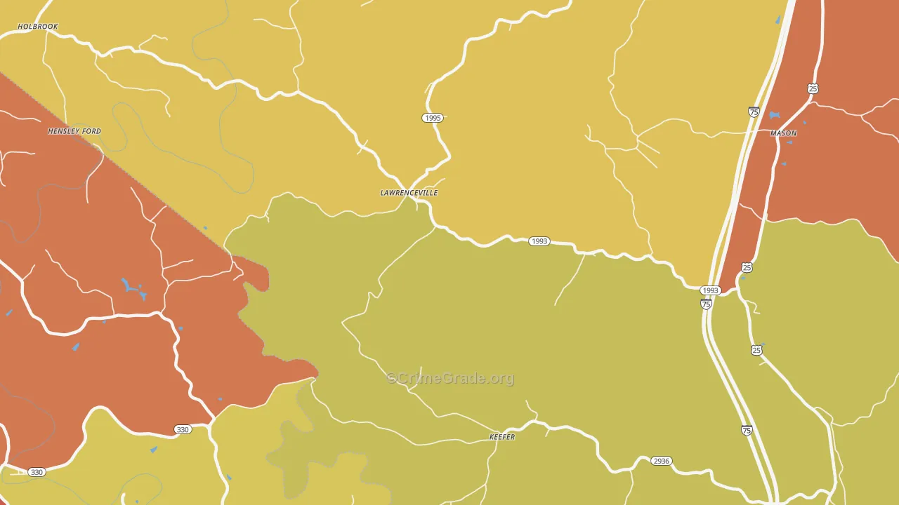 Lawrenceville, KY Map of Robbery Rates