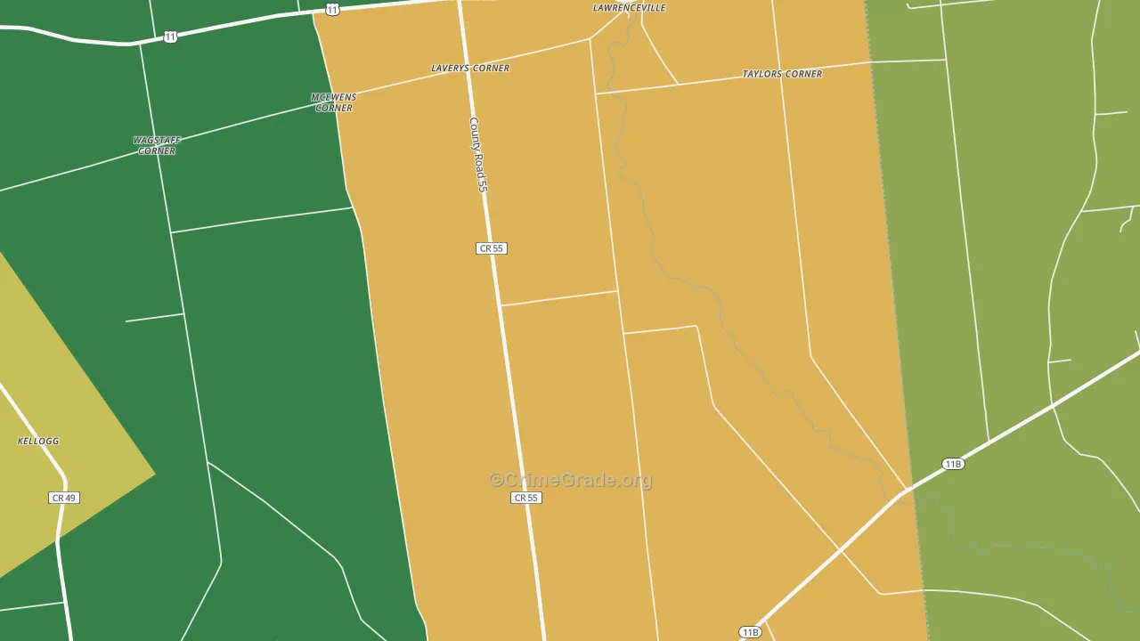 Lawrenceville, NY Map of Robbery Rates