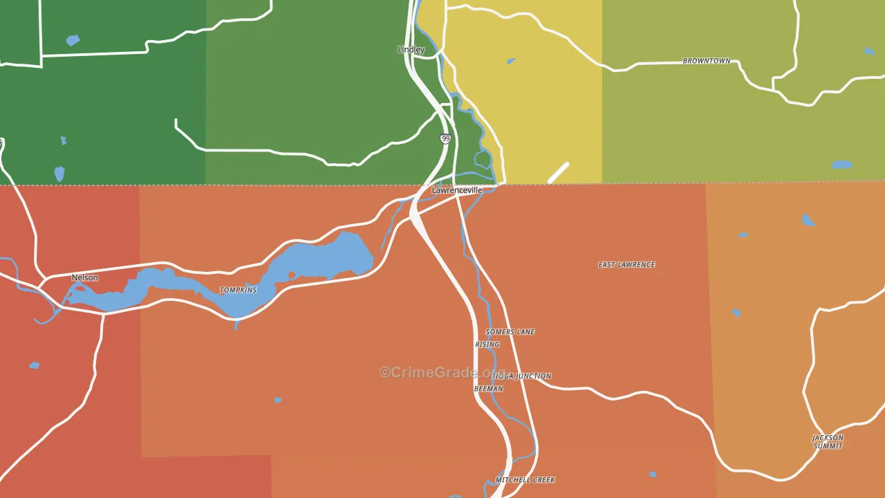 Lawrenceville, PA Map of Robbery Rates