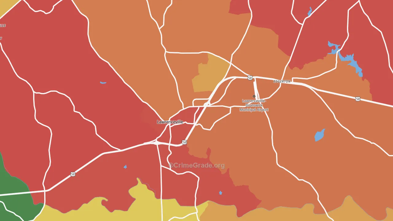 Lawrenceville, VA Map of Robbery Rates