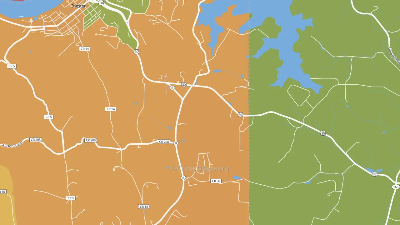 Lawrenceville, WV Map of Robbery Rates