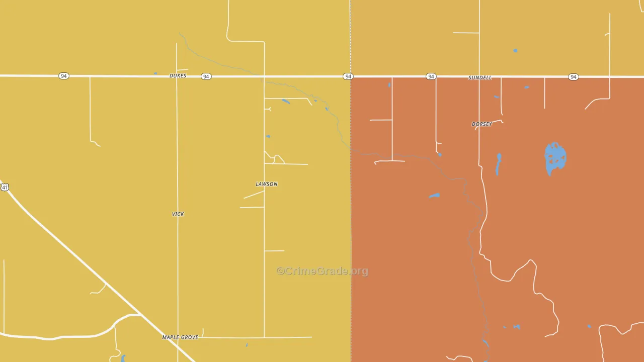 Lawson, MI Map of Robbery Rates