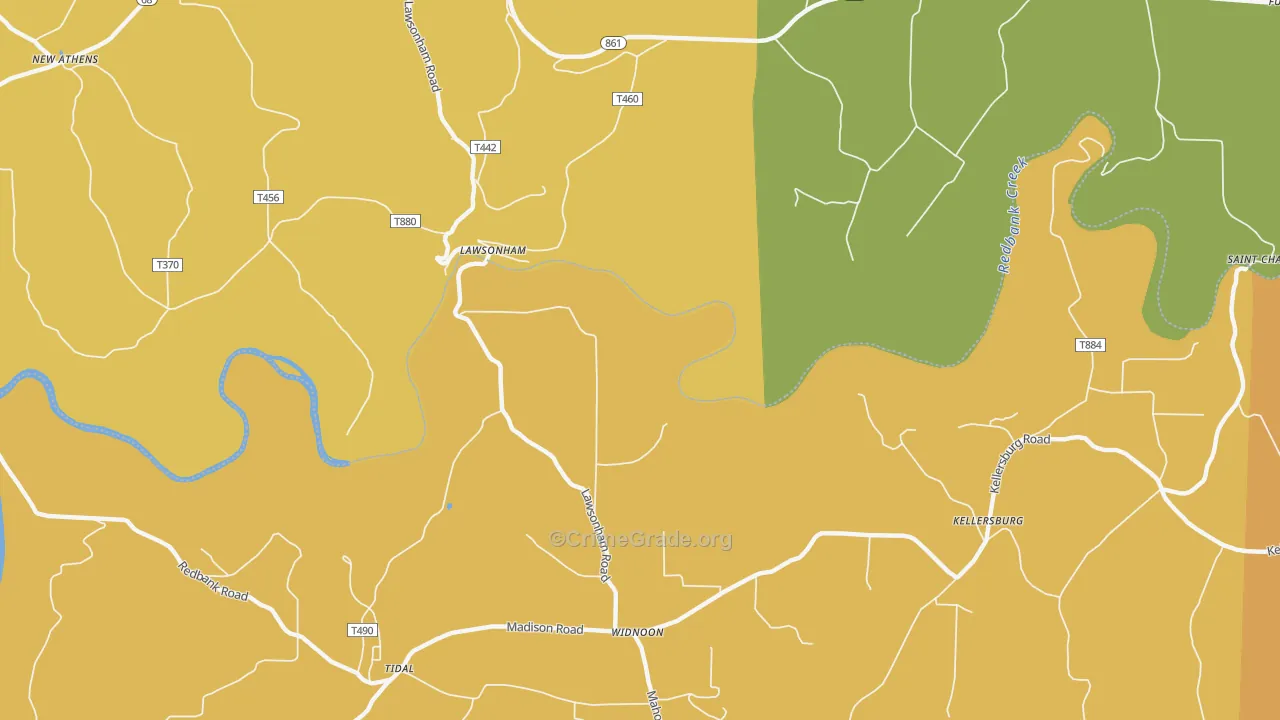 Lawsonham, PA Map of Robbery Rates