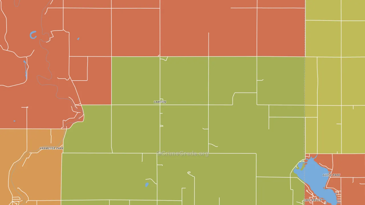 Lawton, IN Map of Robbery Rates