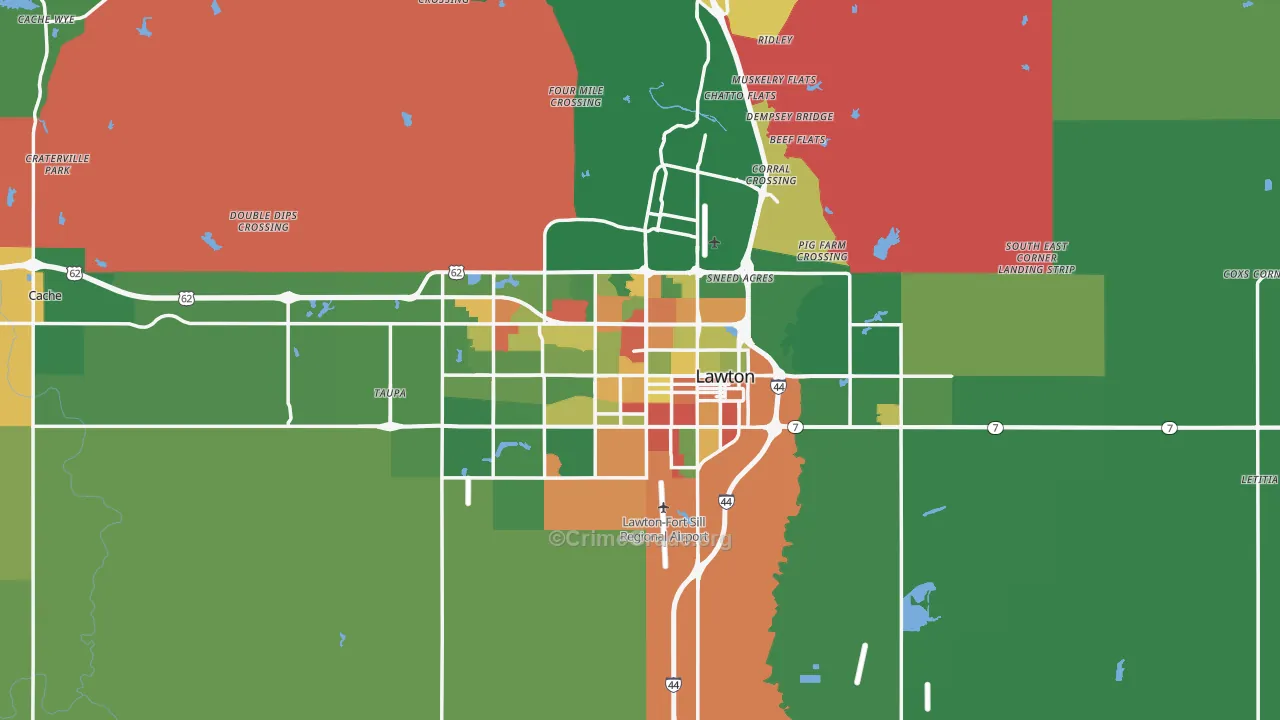 Lawton, OK Map of Robbery Rates