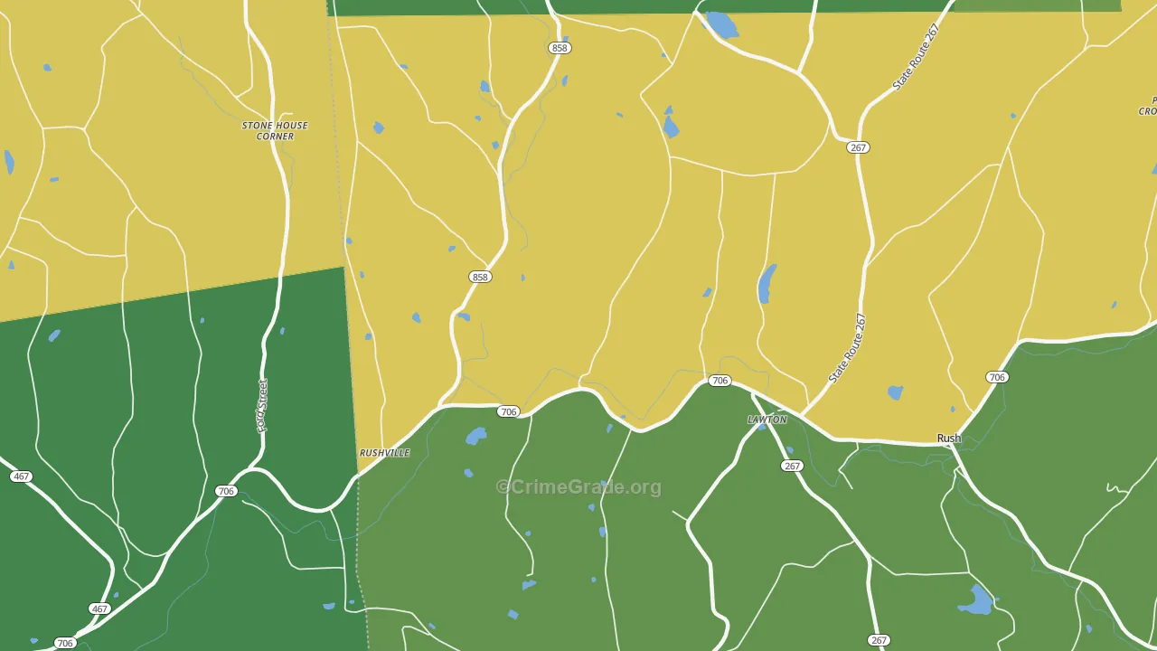 Lawton, PA Map of Robbery Rates