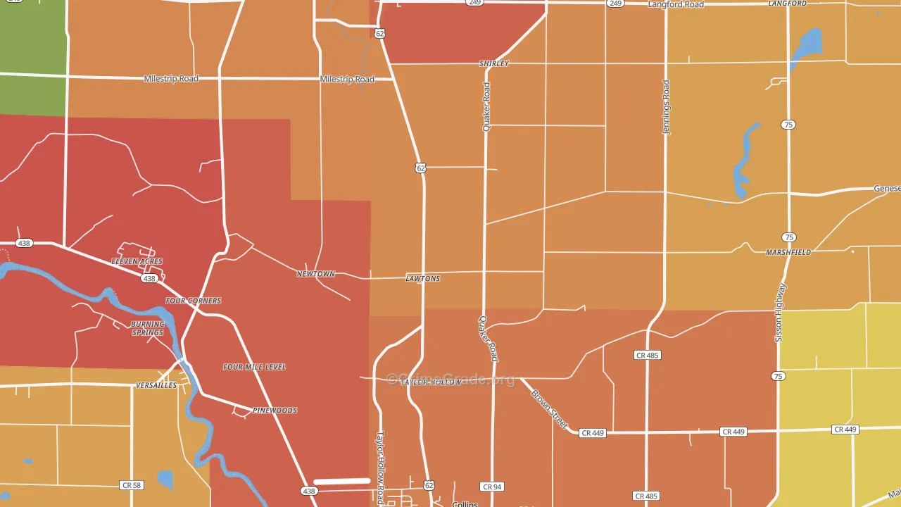 Lawtons, NY Map of Robbery Rates