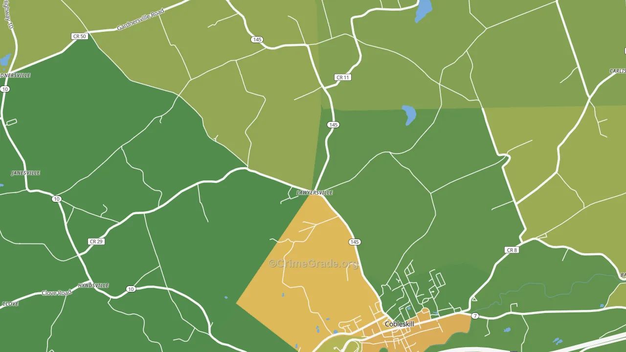 Lawyersville, NY Map of Robbery Rates