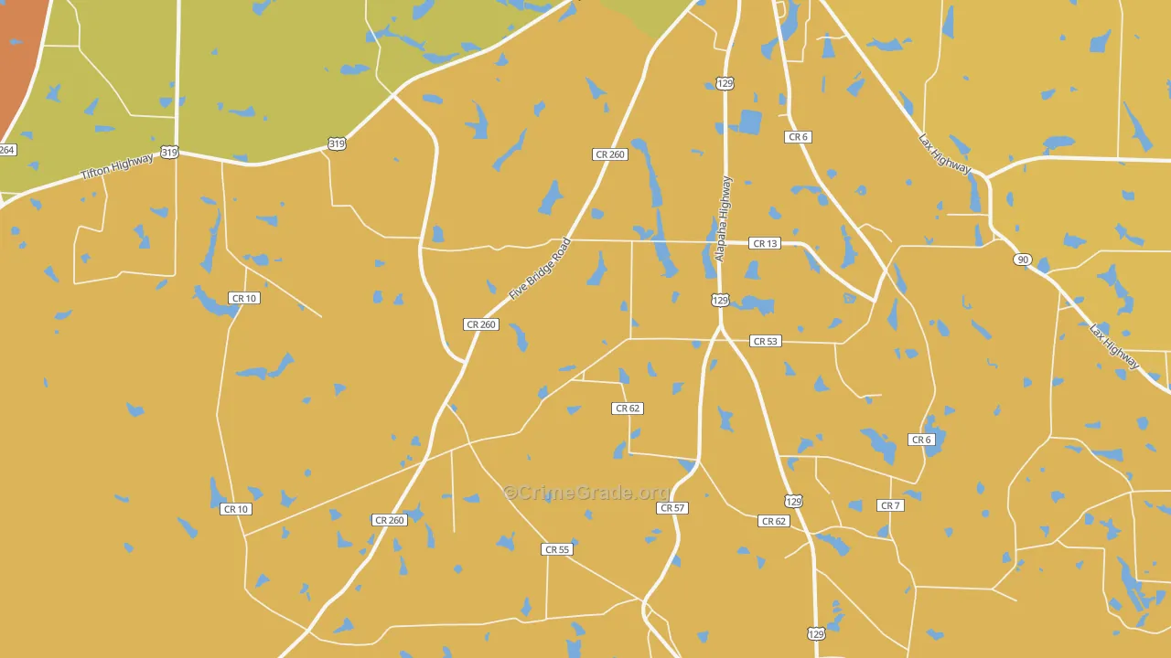 Lax, GA Map of Robbery Rates