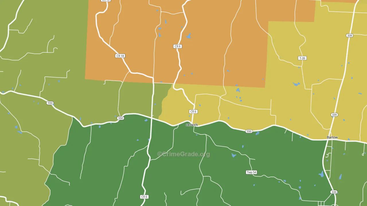 Layman, OH Map of Robbery Rates