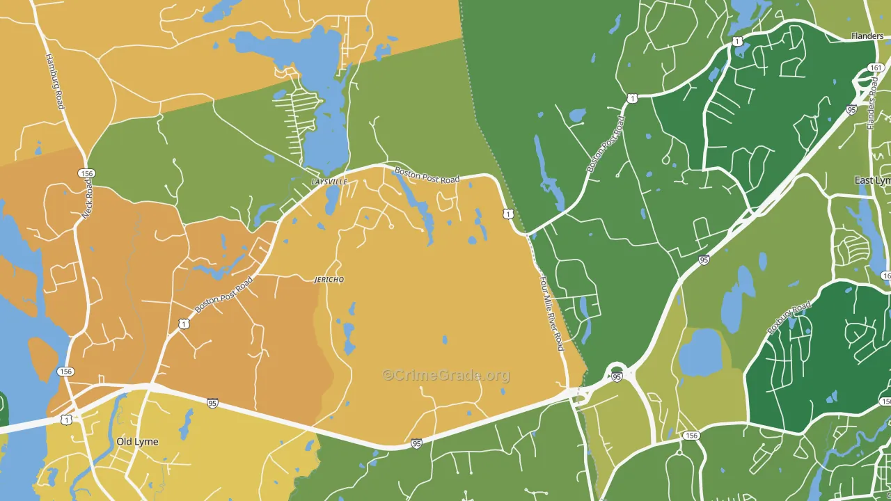 Laysville, CT Map of Robbery Rates