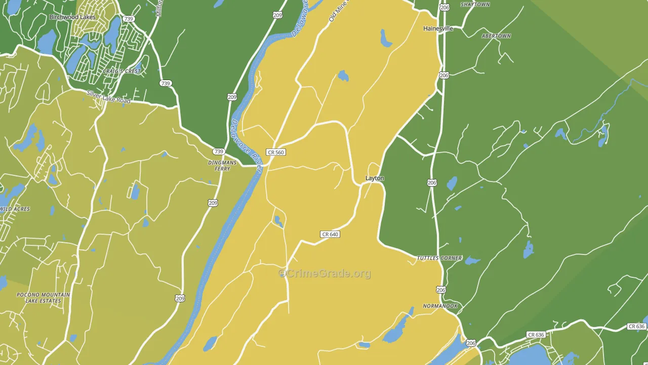 Layton, NJ Map of Robbery Rates