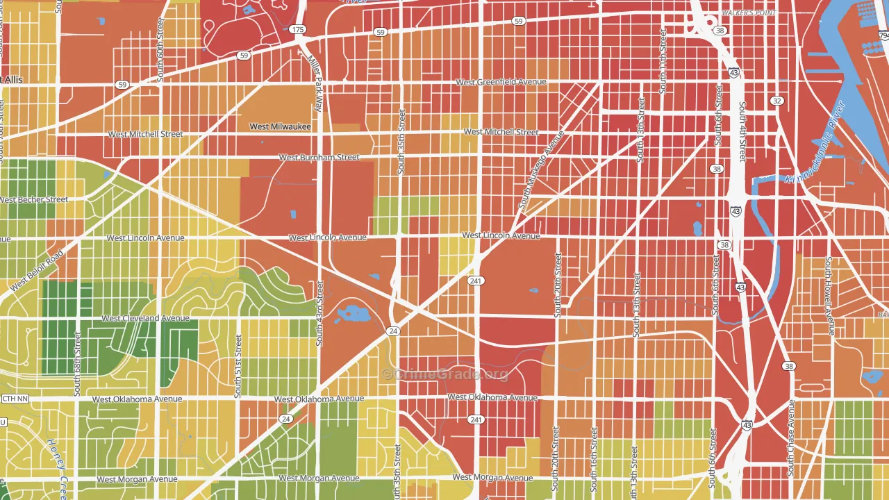Layton Park, Milwaukee, WI Map of Robbery Rates