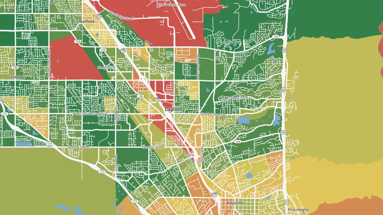 Layton, UT Map of Robbery Rates