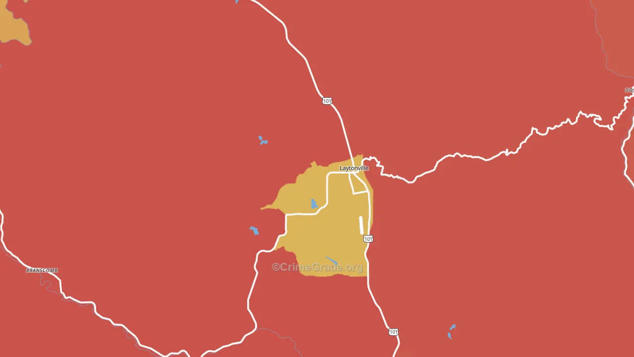 Laytonville, CA Map of Robbery Rates