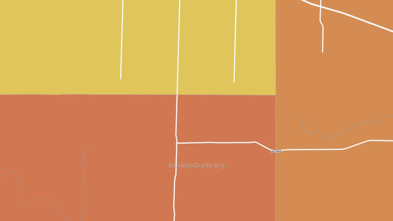 Lazare, TX Map of Robbery Rates
