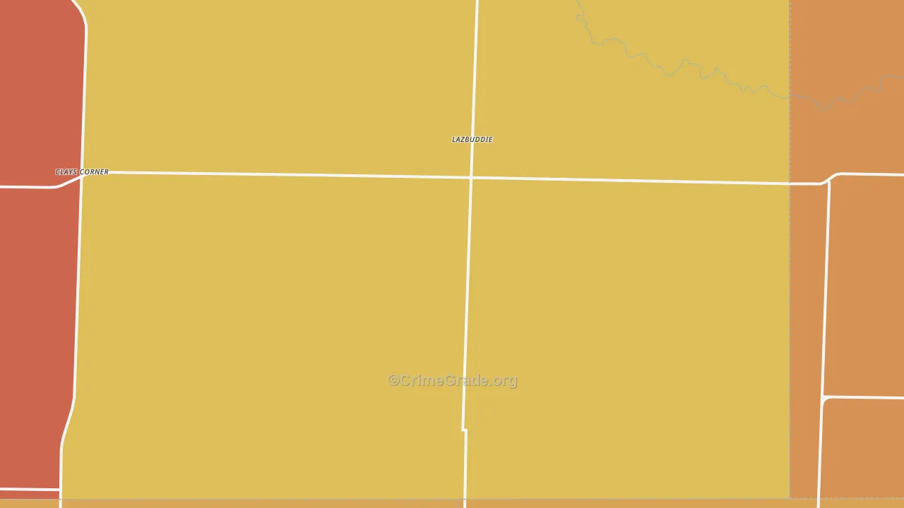 Lazbuddie, TX Map of Robbery Rates