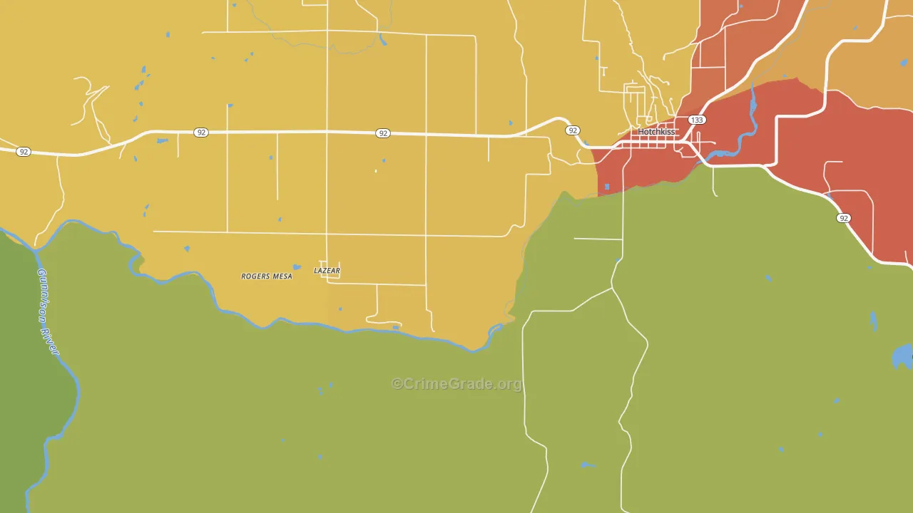 Lazear, CO Map of Robbery Rates