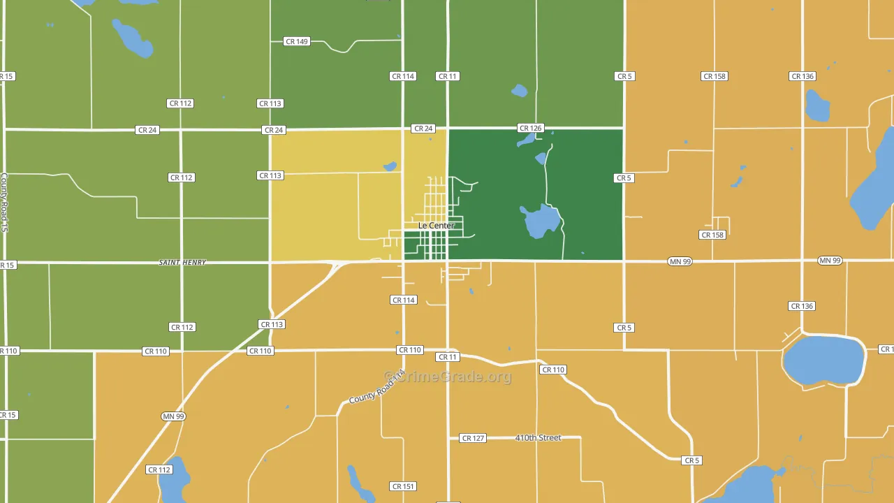 Le Center, MN Map of Robbery Rates