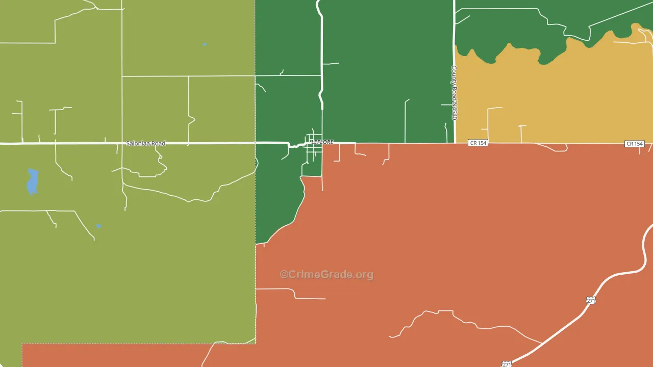 Le Flore, OK Map of Robbery Rates