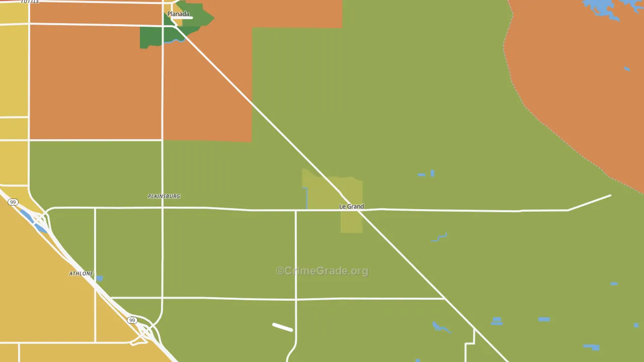 Le Grand, CA Map of Robbery Rates