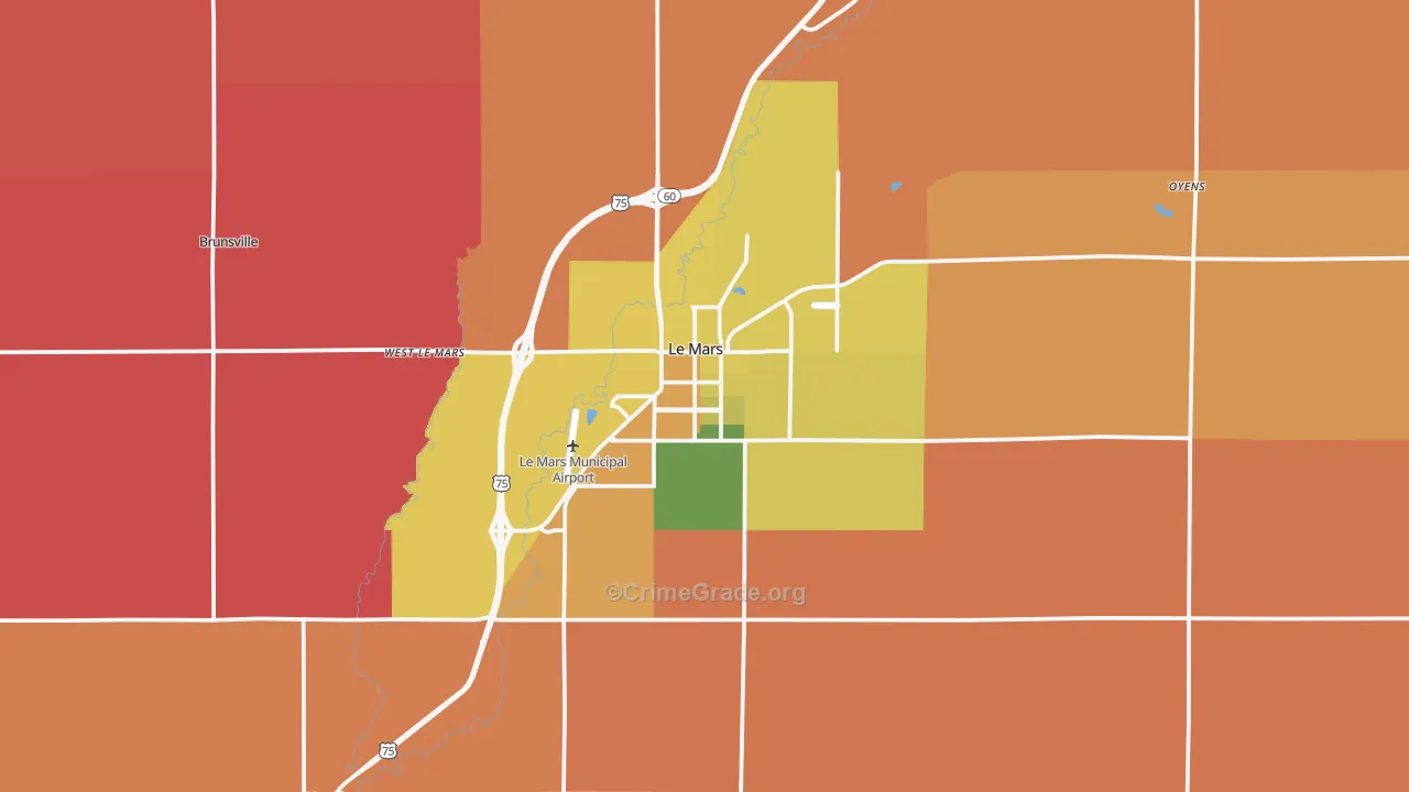 Le Mars, IA Map of Robbery Rates