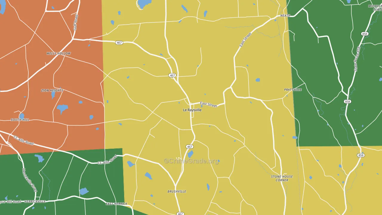 Le Raysville, PA Map of Robbery Rates