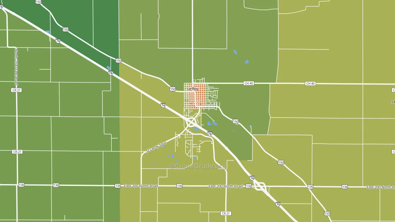 Le Roy, IL Map of Robbery Rates