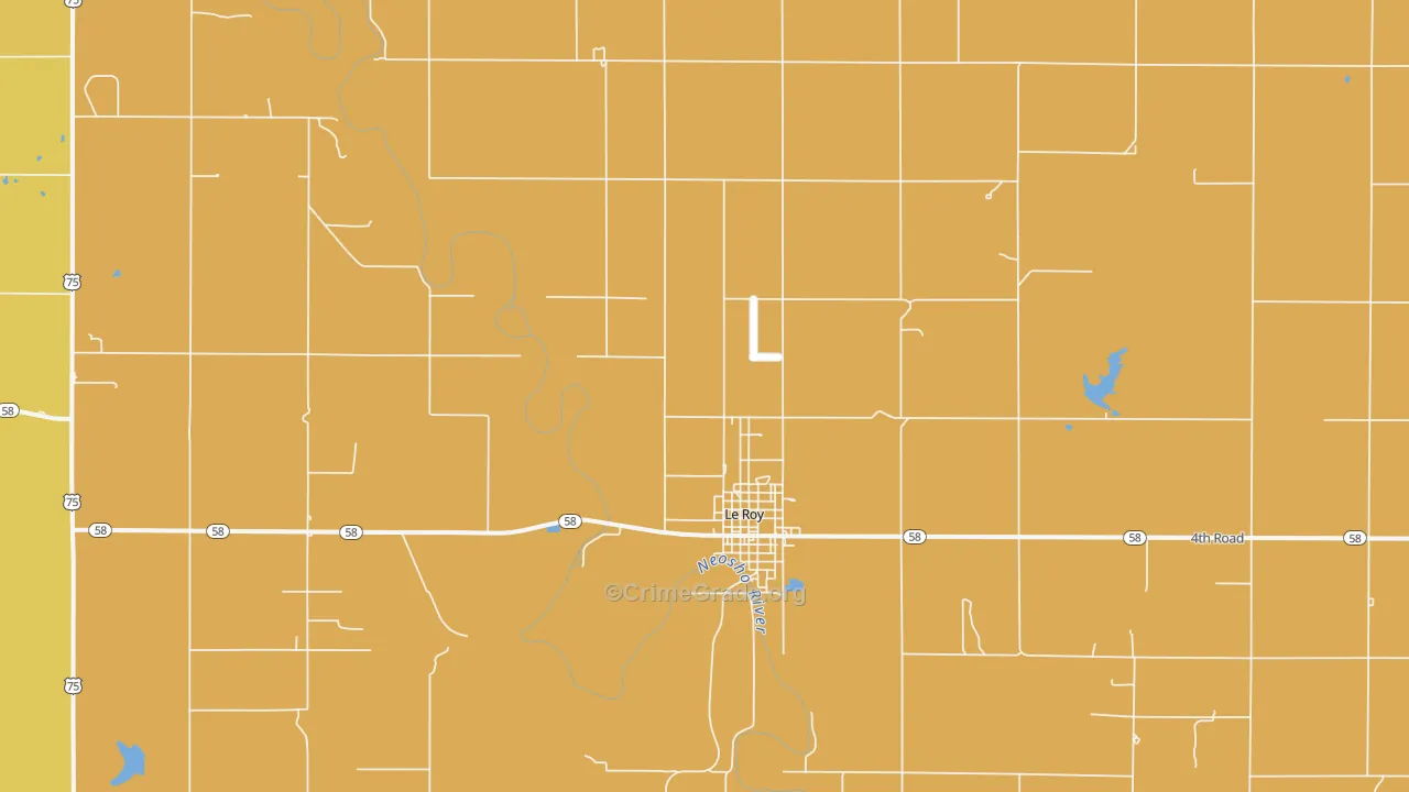 Le Roy, KS Map of Robbery Rates