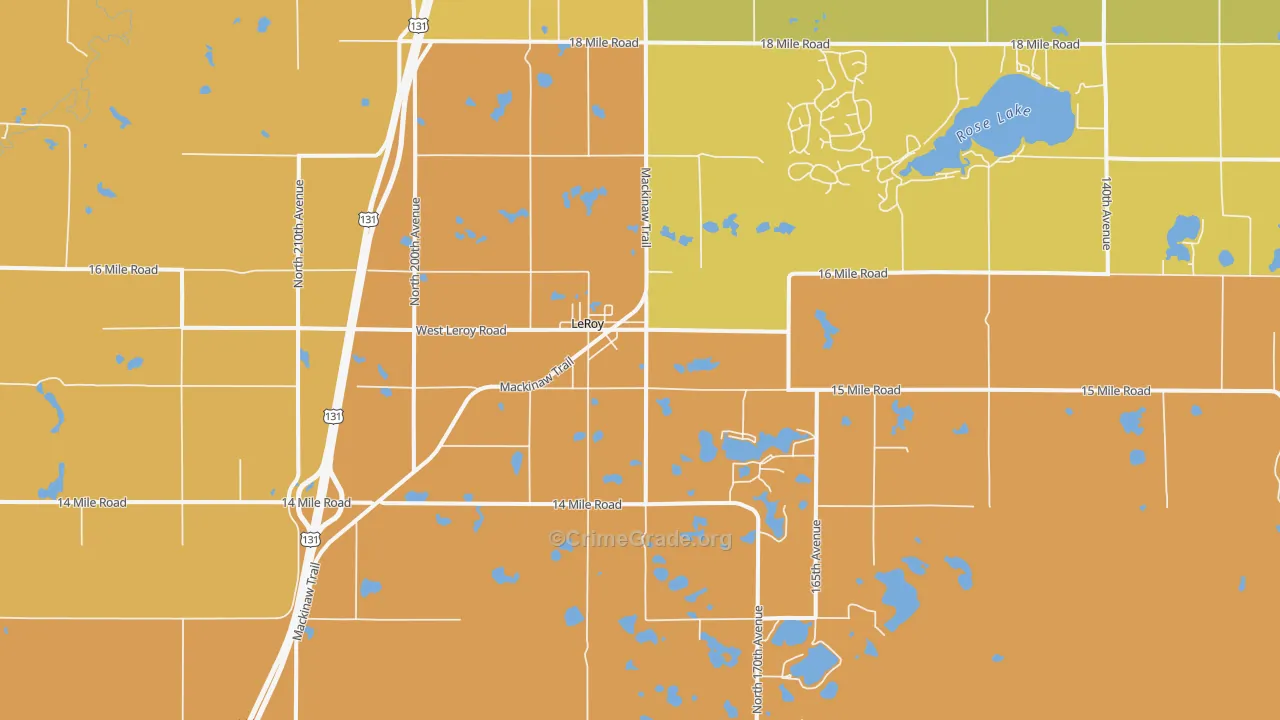 Le Roy, MI Map of Robbery Rates