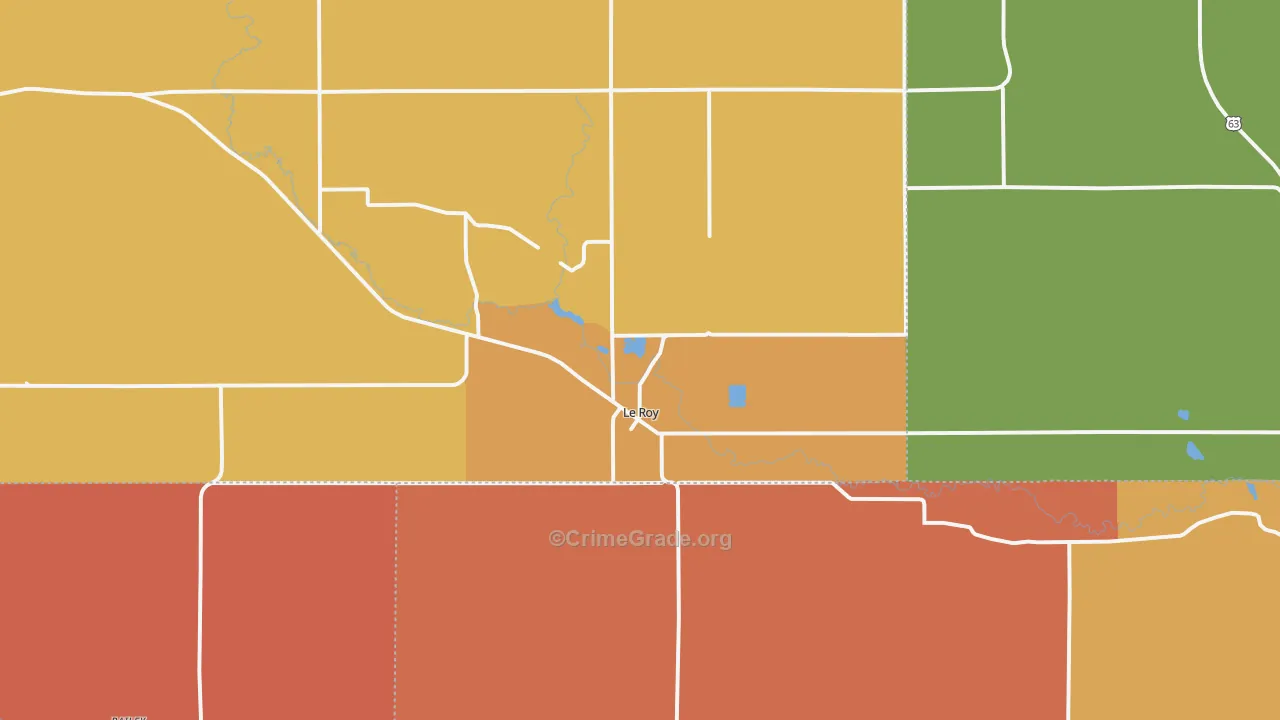 Le Roy, MN Map of Robbery Rates