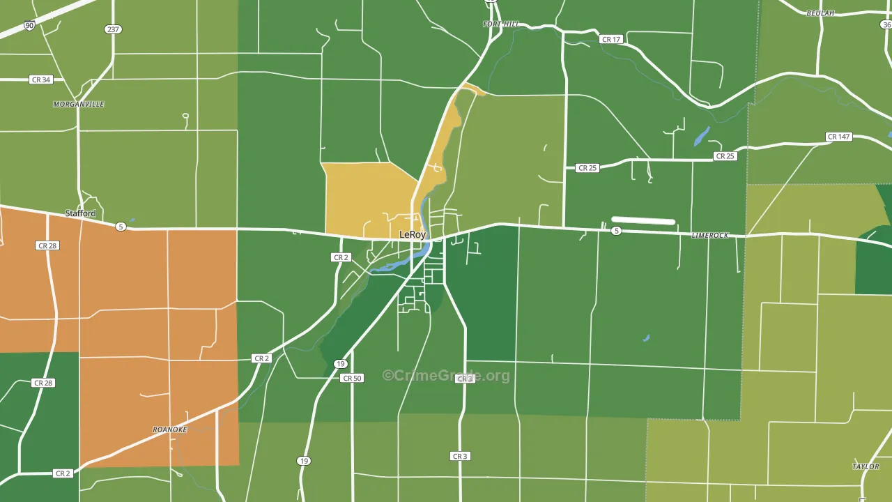 Le Roy, NY Map of Robbery Rates