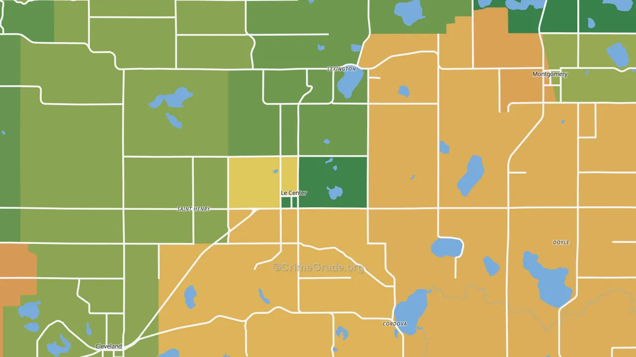 Le Sueur County, MN Map of Robbery Rates