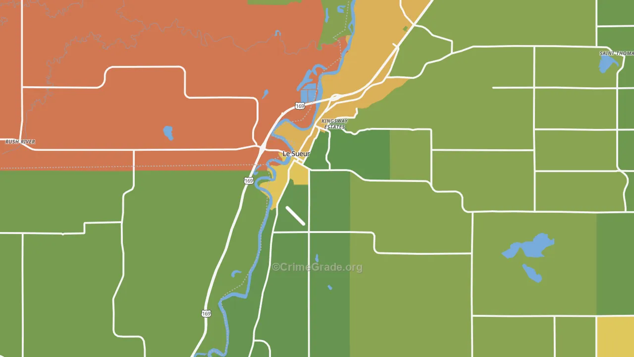 Le Sueur, MN Map of Robbery Rates