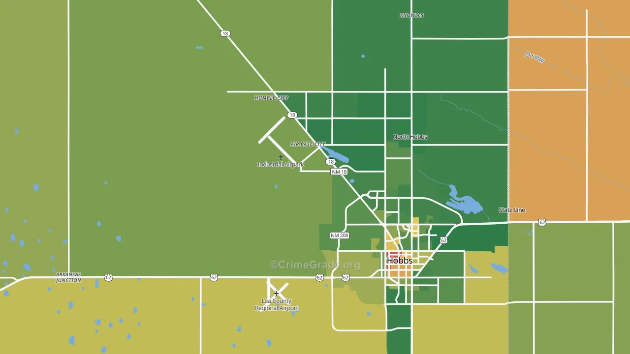 Lea County, NM Map of Robbery Rates
